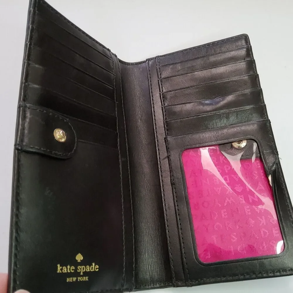 Kate Spade NY Striped Patent Bifold Snap Wallet